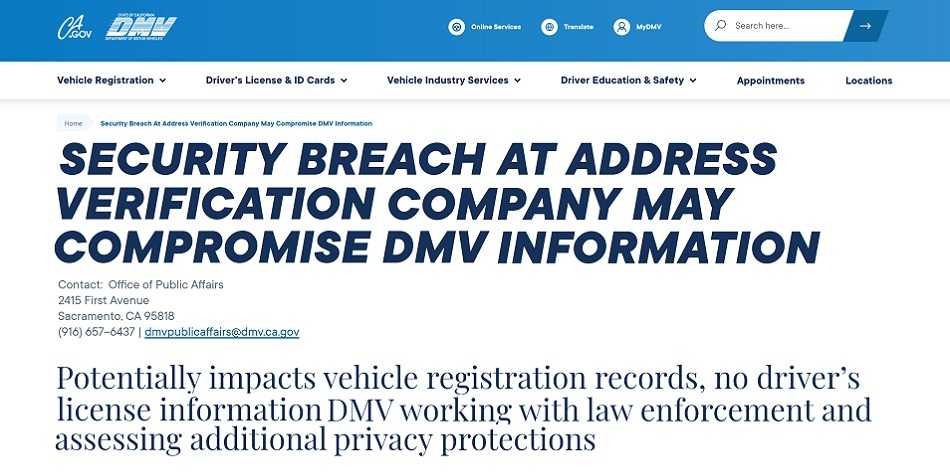 California DMV Breach Drives Data Of Millions To The Dark Web